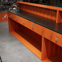 Comptoir de caisse vintage de style industriel en fer forgé, idéal pour bar d'angle, salon, restaurant, salle de sport, réception, bureau commercial en métal en forme de L