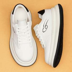 Zapatos Deportivos de Moda para Hombre, con Cordones, Parte Superior de Cuero Genuino Blanco, Suela de Goma, Estilo Casual de Negocios, con Amortiguación, Novedad 2025 - Product Image 3