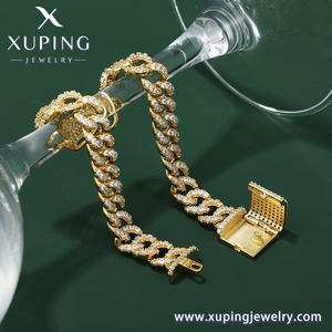 Pulsera Cubana Xuping Personalizada, Chapada en Oro <span class=keywords><strong>de</strong></span> 14k, Joyería para Pies, Corazón Brillante con Circonita, Pulsera Cubana con Corazón para Mujer - Product Image 4