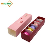 Boîte d'emballage alimentaire en papier de qualité alimentaire pour 6 macarons, boîte à tiroir coulissant avec insert séparateur, logo personnalisé