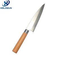 Couteau de chef japonais professionnel ultra-affûté de 8 pouces en acier inoxydable avec manche en bois pour la découpe en cuisine