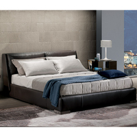 Ensemble de chambre à coucher moderne extensible C-157, taille King Size, avec lit double en cuir et meubles en MDF de luxe