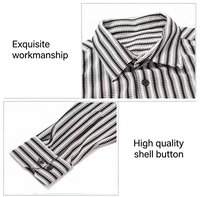 Chemise habillée boutonnée pour homme, coupe ample, à manches longues, col simple, en tissu gaufré rayé, extensible, 95% polyester 5% élasthanne