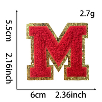 Patch en chenille personnalisé à lettre unique avec bordure dorée brodée pour merchandising de tournée, veste de fan de groupe, promotionnel en gros