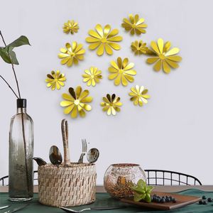 12PCS Metallic Texture 3D Stereoscopic Flower Wedding Festival Party Shopping Mall Home Decoration Gold and Silver <b>Wall</b> Stickers - Product Image 2