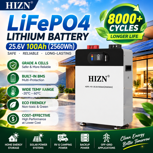 LiFePO4 Battery 24V 25.6V 100Ah Lithium Ion for Solar Energy Storage Systems Made in China