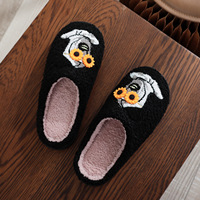 Chaussons en peluche brodés Clown d'horreur pour Halloween et Noël, antidérapants, chauds et confortables pour hommes et femmes