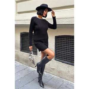 Conjunto de punto sin espalda Vinca para mujer, manga larga, informal, otoño, negro, rojo, detalle de cadena - Product Image 6