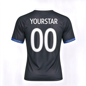 <span class=keywords><strong>Camiseta</strong></span> de Fútbol Clásica con Estampado <span class=keywords><strong>Azul</strong></span> y Negro, <span class=keywords><strong>Camiseta</strong></span> de Fútbol Retro con Logotipo Personalizado, Uniforme Deportivo Transpirable para Fanáticos al por Mayor - Product Image 1