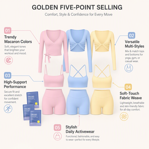 Women Premium Pastel Seamless Yoga Sets with Wrap Crop <b>Tops</b> <b>Cross</b> Back Sports Bras and High Waist Shorts for Fitness Brands - Product Image 4