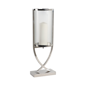 Metal And <b>Glass</b> Hurricane Candle Holder Contemporary Pillar <b>Candlestick</b> Table Centerpiece Decorative Elegant - Product Image 2