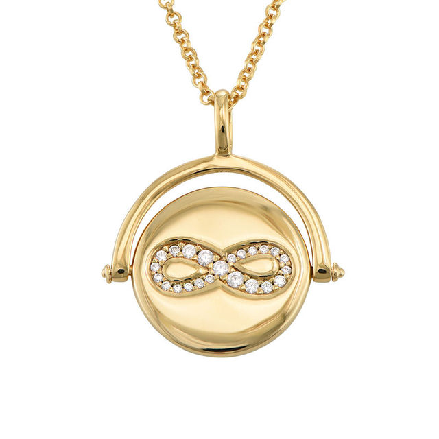2025 Non Tarnish Stainless Steel Nameplate Spinning Infinity Planet Pendant Necklace