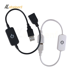 6A发光二极管调光器USB 5v触摸感应开关10-100% 开/关可调光黑色或白色塑料外壳无焊接USB公母插座 - Product Image 1