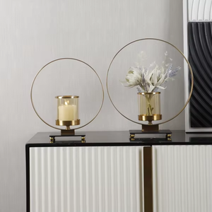 Vase à fleurs rond en métal décoratif avec porte-bougie en verre pour centre <span class=keywords><strong>de</strong></span> table, décoration <span class=keywords><strong>de</strong></span> <span class=keywords><strong>mariage</strong></span> - Product Image 3
