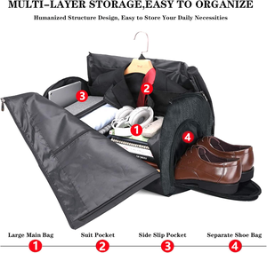 Bolsa de traje personalizada con correa para el hombro para hombres y mujeres, <span class=keywords><strong>Maleta</strong></span> colgante, bolsas de almacenamiento con compartimento para zapatos, 45 L - Product Image 2