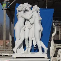 Finelai Outdoor weiße Frau Skulptur Berühmte lebensgroße griechische Marmor nackte Göttin Drei Beauty Lady Statue für den Garten