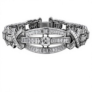 <b>Silver</b> Color Diamond Hip Hop Trendy <b>Charm</b> Bangle Gold Plated Jewelry for Wedding Party Women - Product Image 1