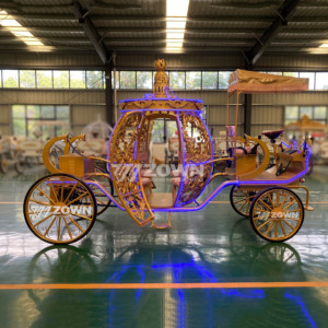 Customizable golden Wedding <b>Bridal</b> Carriage Pumpkin Style Special Transportation horse-drawn carriage for Weddings - Product Image 3