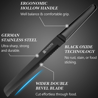 Couteau de chef Couteau à pain dentelé à bords ultra-tranchants en acier inoxydable de 8 "avec manche creux Couteau de cuisine