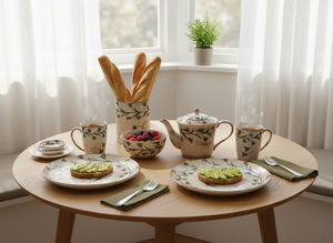 Assiette en céramique émaillée sous glaçure, motif orchidée vintage peinte à la main, 11 pouces, grande taille, épaisse, idéale pour les plats principaux - Product Image 3