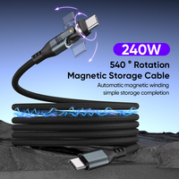 240W Automatisch Wickelndes Telefonkabel 540° Drehkopf 5A Schnellladung Telefon-Laptop-Datenkabel
