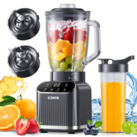 Blender professionnel pour la cuisine, 1200 Watts de puissance maximale, 5 fonctions pour écraser la glace et les fruits congelés, couleur grise
