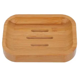 単層石鹸 Suppliers-1pc Bamboo Holders Home Bathroom Soap Draining Trays Soap Container Single層ドレン木製ソープディッシュ