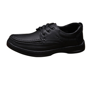 Chaussures habillées en cuir véritable à bout rond, lacées, semelle en caoutchouc, confortables, pour le printemps, pour le bureau, pour hommes, tenue formelle - Product Image 4