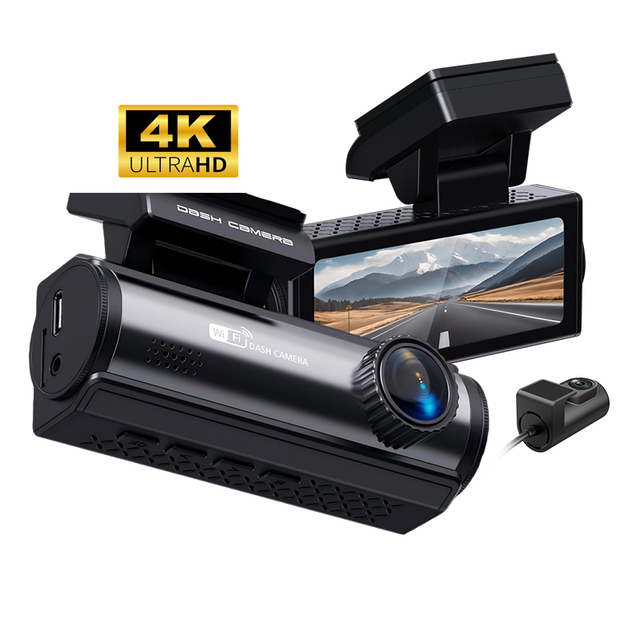 Car Dashcam 4K Built in Wifi APP Control G-Sensor GPS Log Track Night Vision WDR Night Vision Parking Mode 3.2in LCD Dash Camera