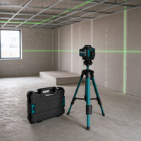 Niveau laser à faisceau vert avec trépied pour le nivellement des briques et les travaux de construction de murs de jardin sur site