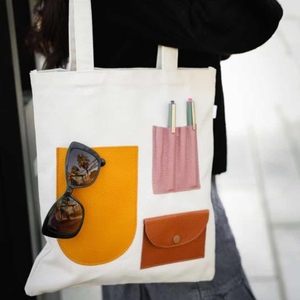 16.5 Inches Durable <b>Canvas</b> Tote Bag with Multiple Candy Colors New Design Portable <b>Handbag</b> With Multiple Pockets - Product Image 3