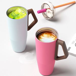 แก้วกาแฟแบบพกพา 40 ออนซ์ ป้องกันการรั่วซึม สำหรับเดินทางกลางแจ้ง ผนังสองชั้นสุญญากาศ สแตนเลสสตีล พร้อมหูจับและหลอดดูด สกรีนโลโก้ได้ - Product Image 2