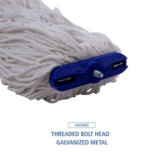 Tête de balai plat blanche Boardwalk 20oz avec manche télescopique, en fibre de rayonne économique, design rectangulaire, 12 par carton - Product Image 3