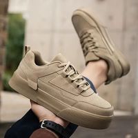 Baskets en daim pour hommes à semelle épaisse, à lacets, chaussures décontractées, plateforme, mode minimaliste