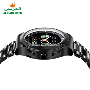 AL-HARAMEEN HA-6106 <span class=keywords><strong>montre</strong></span>-bracelet en cuir pour hommes annonceur de l'heure de prière islamique Original Azan de mosquée boîtier en alliage de Style d'affaires - Product Image 4