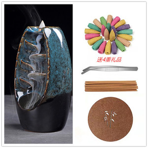 Brûleur d'encens en céramique transfrontalier, style alpin, avec effet de reflet d'eau, modèle gauche et droit, personnalisable - Product Image 4