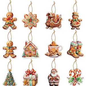 Paquete de 12 Adornos Navideños de Papel con Forma de Hombre de Jengibre, Calcomanías Decorativas para Navidad y Año Nuevo - Product Image 3