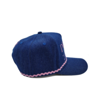 Casquette de baseball en denim de haute qualité, logo brodé personnalisé, visière incurvée, casquette snapback, casquette de baseball en coton tendance pour adultes, vente en gros