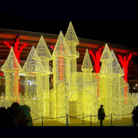 Château de noël led multicolore avec affichage de motifs lumineux, grande taille, extérieur
