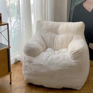 Canapé en mousse haute densité, canapé paresseux compressé, canapé moderne, fauteuil pouf en tissu pelucheux - Product Image 5