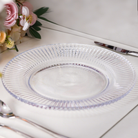 Assiettes de présentation rondes élégantes et modernes en cristal transparent à fond plat avec motif intérieur, écologiques pour la maison et les événements (mariages, fêtes)