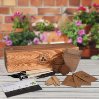 4 kit de démarrage de jardin avec plantation complète et boîte à fleurs en bois pour la cuisine Kit de culture d'herbes d'intérieur pour le bricolage de rebord de fenêtre