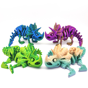 Squelette de Triceratops imprimé en 3D, <span class=keywords><strong>dinosaure</strong></span> articulé préhistorique, figurine 3D, décoration de bureau pour adultes - Product Image 5