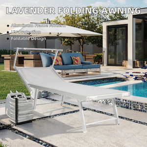 Auvents rétractables modernes Oeytree en lavande, structure en alliage d'aluminium, commande manuelle, protection anti-UV, design pliable, pour extérieur. - Product Image 2