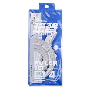 Chenguang Ruler Set 4 Pieces Aluminum Alloy Student Exam Measurement <b>Tool</b> With Protractor And Set <b>Square</b> 96178 - Product Image 1