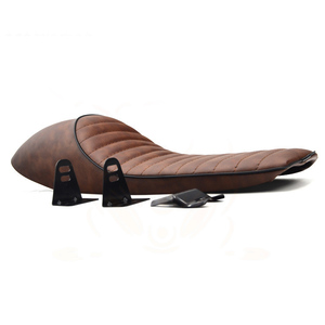 สีดำรถจักรยานยนต์ Cafe Racer เบาะนั่ง Custom Vintage Hump Saddle Flat Pan Retro สำหรับ CB400 CL200 <span class=keywords><strong>XJ650</strong></span> - Product Image 2