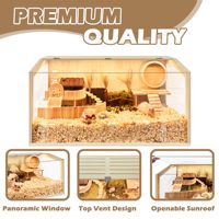 JQ Grandes Cages d'Élevage en Bambou et Bois pour Cochons d'Inde, Cages à Hamster avec Panneaux en Acrylique, Construction Robuste pour Hamsters et Accessoires