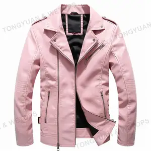 Plus Size Jacket Men Smooth Motorcycle Faux Biker Streetwear Black Pink Coat Giacca Jaket Kurtka Chaqueta Leather Jacket