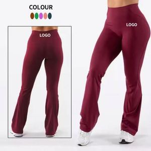 Personalizado de pierna ancha apretado de cintura alta V cintura Fitness ejercicio entrenamiento ropa acampanada Yoga Leggings - Product Image 6