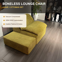 Fauteuil de salon sans accoudoirs personnalisé, compressé sous vide, avec ottoman, en mousse, pour salon et appartement